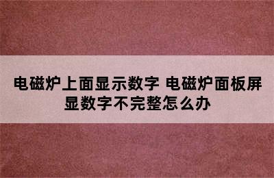 电磁炉上面显示数字 电磁炉面板屏显数字不完整怎么办